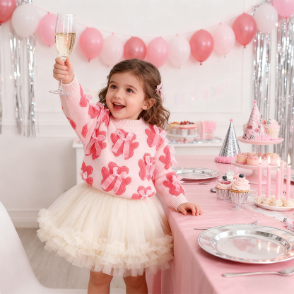 Acrylic Little Bear Bow Long Sleeves Midi Two-piece Set - image 33