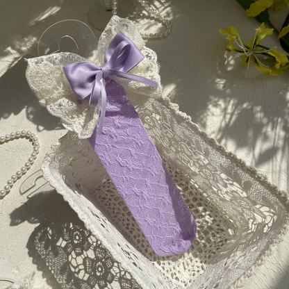Color-block With Bow Socks - Light Purple - 1-13Y - image 9