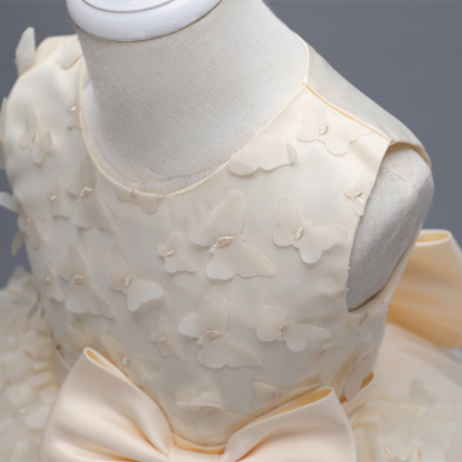 Mesh Bow Rosette Short Sleeve Mid-long Dresses - image 33