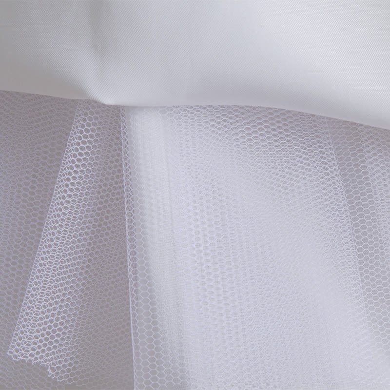 Mesh Bow Sequins Folds Short Sleeve Mid-long Dresses - image 8