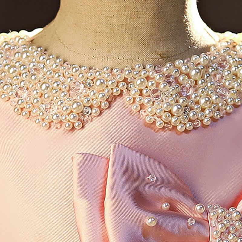 Satin Bow Beaded Sleeveless Mid-long Dresses - image 5