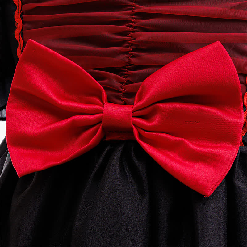 [Archive Sale] Chemical Fiber Blend Shirred Bow Printing Short Sleeve Mid-long Dresses - image 7