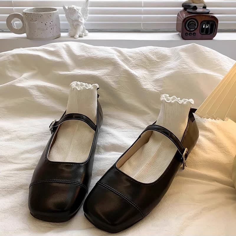 Solid Metallic Finish Square Toe Mary Janes  - image 8