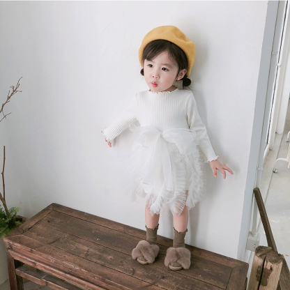 Mesh Folds Long sleeve Regular Dresses - image 12