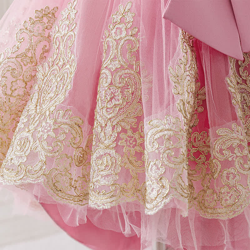 Mesh Lace Bow Long Sleeve Maxi Dresses - image 7