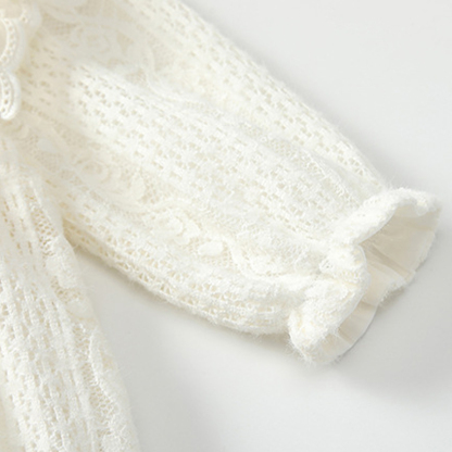 [Archive Sale] Nylon Folds Lace Edge Bow Long Sleeve Regular Bodysuit - image 11