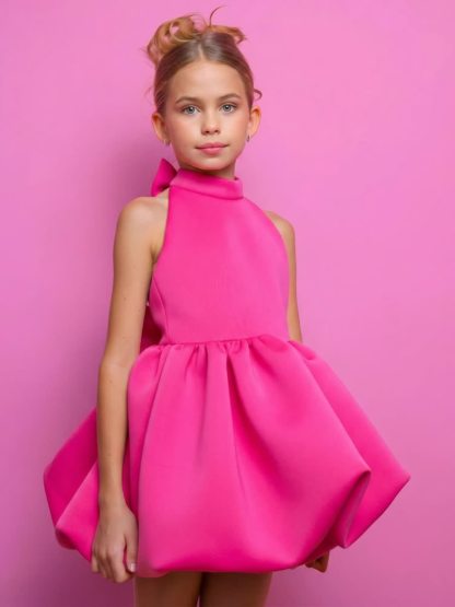 SCUBA KNIT Bow Short Sleeve Short Dresses - image 19