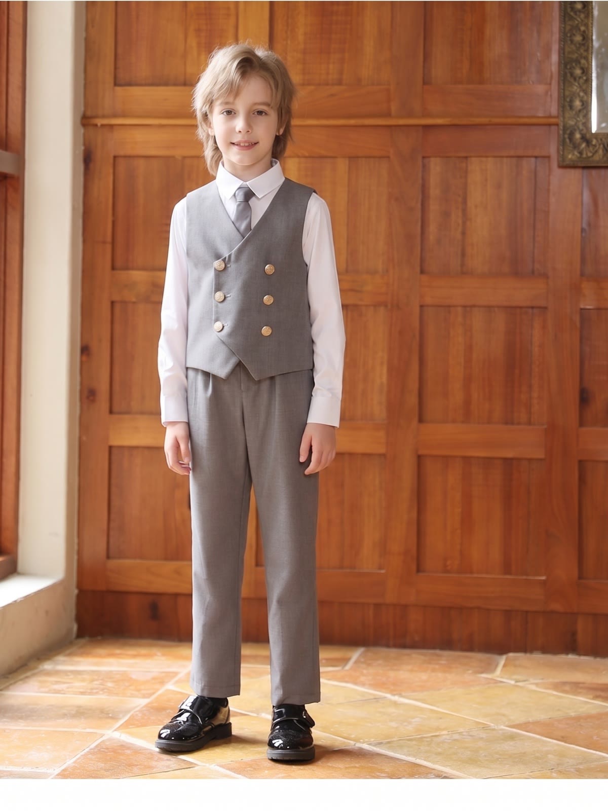 Chemical Fiber Blend Button Long Sleeve Long 4-piece Formal Suit - image 20