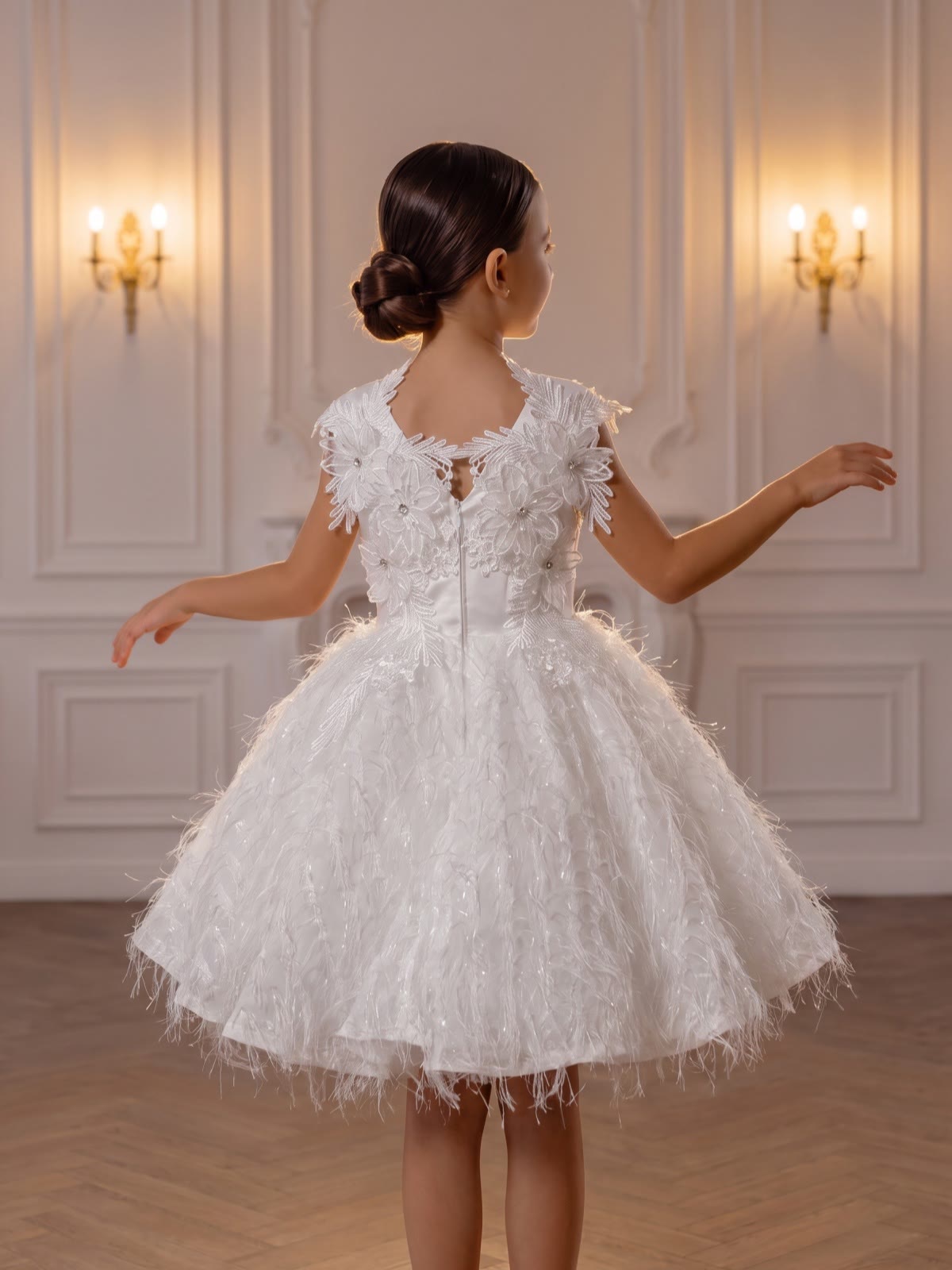 Chemical Fiber Blend Rosette Sleeveless Short Dresses - image 6