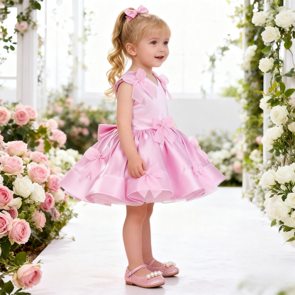 Satin Bow Folds Sleeveless Regular Dresses - image 15