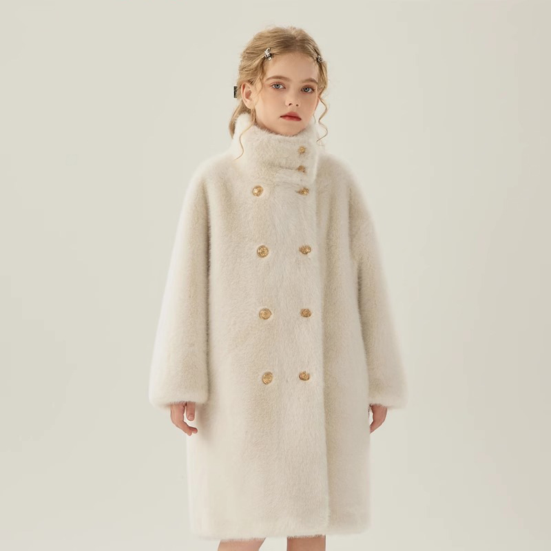 Faux Fur Button Long Sleeve Mid-long Outerwears - image 5