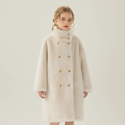 Faux Fur Button Long Sleeve Mid-long Outerwears - image 5