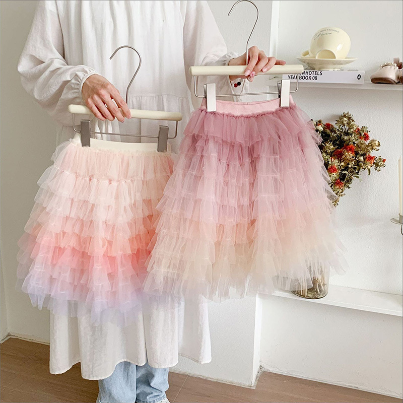 Mesh Folds Mid-long Skirts - image 9