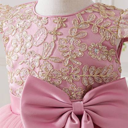 Mesh Lace Bow Long Sleeve Maxi Dresses - image 4