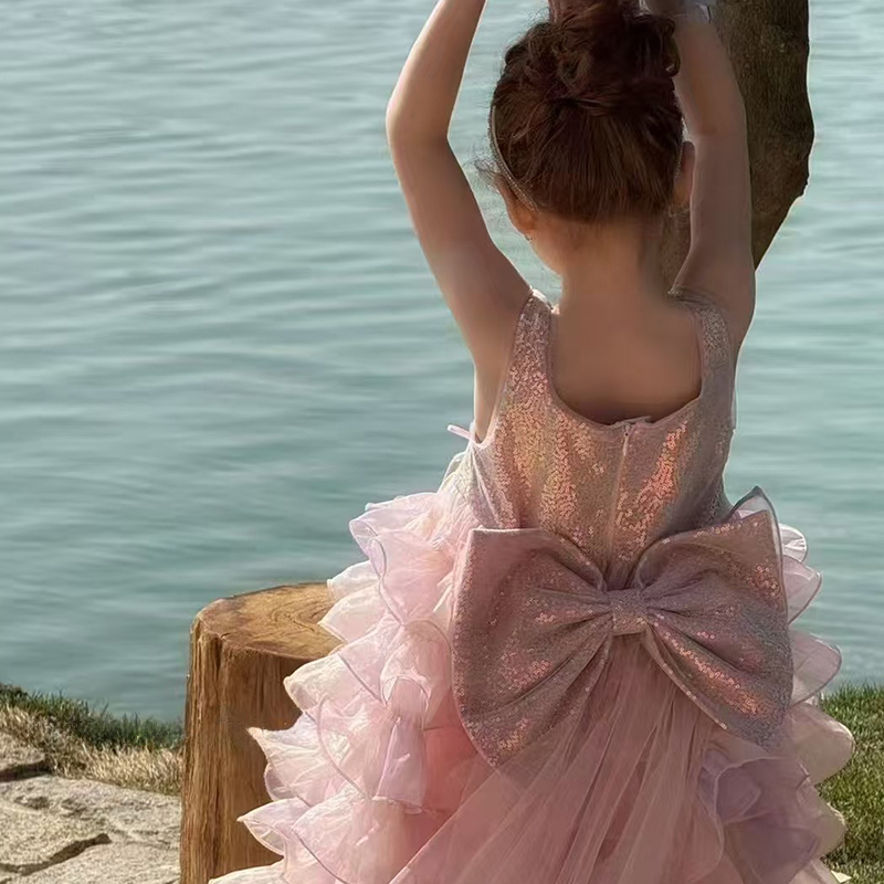 Glitter Folds Bow Sleeveless Regular Dresses - image 14