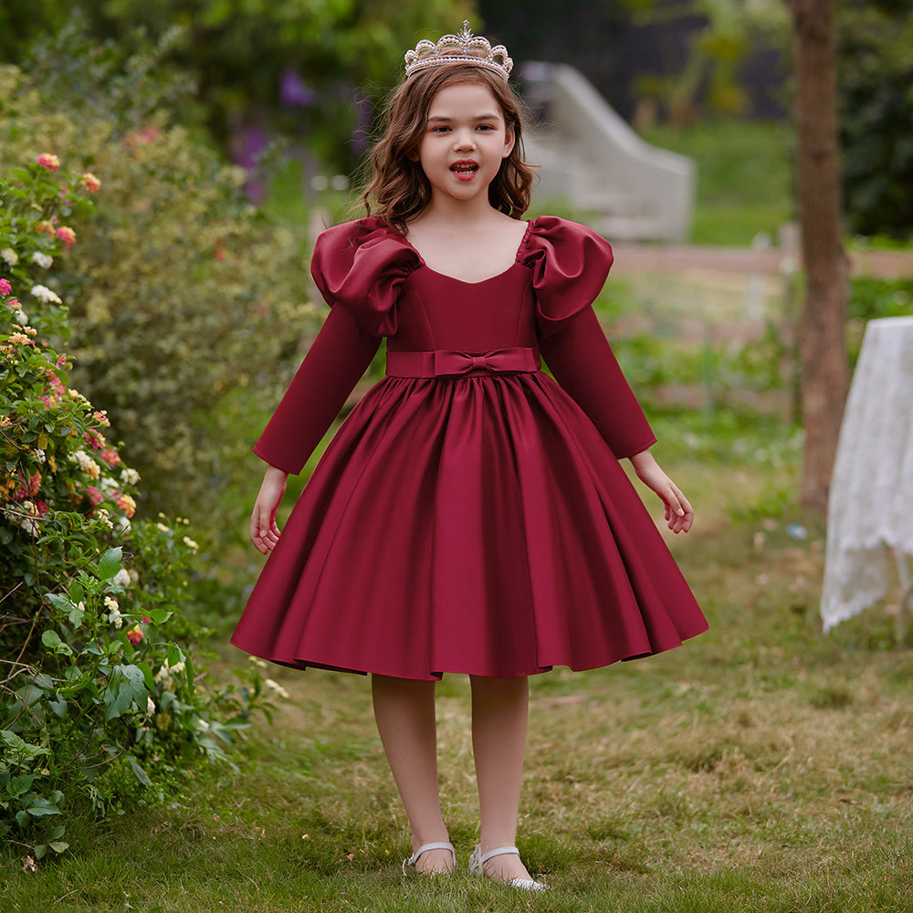 Satin Bow Long Sleeve Midi Dresses - image 7