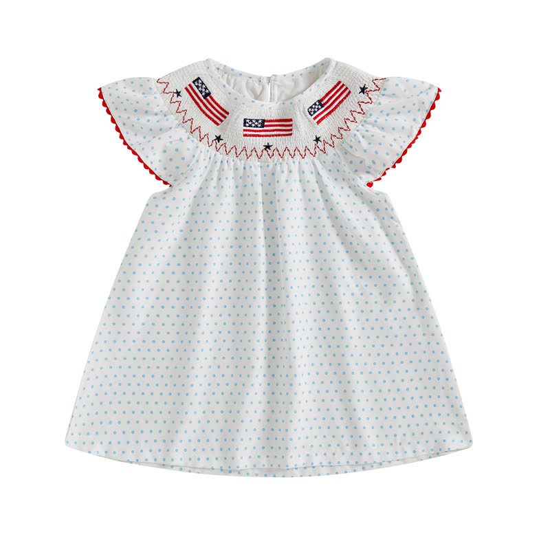 Chemical Fiber Blend Split Joint Sleeveless Midi Dresses - White Polka Dots - 4-5Y - image 5