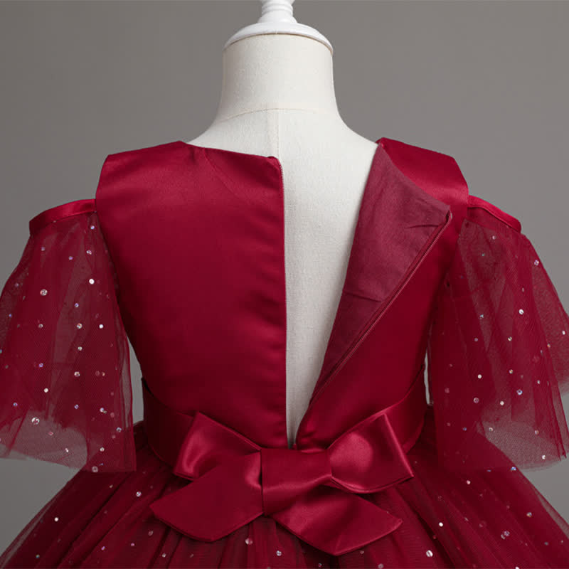 Mesh Lace Glitter Short Sleeve Mid-long Dresses - image 14