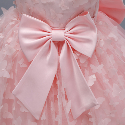 Mesh Bow Rosette Short Sleeve Mid-long Dresses - image 12