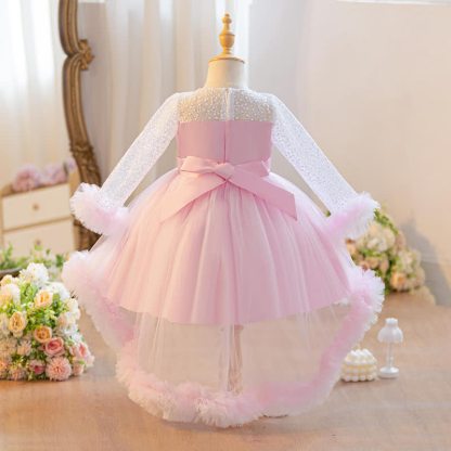 Embroidery Mesh Piping Long Sleeve Midi Dresses - image 9