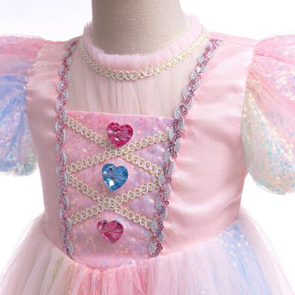 Chemical Fiber Blend Glitter Folds Short Sleeve Maxi Dresses - image 4