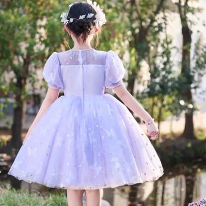 Chemical Fiber Blend Rosette Sequins Short Sleeve Mid-long Dresses - image 6
