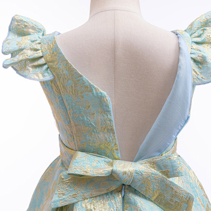 [Archive Sale] Jacquard Bow Short Sleeves Midi Dresses - image 7