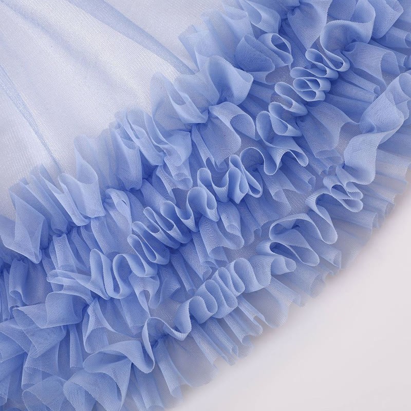 [Archive Sale] Mesh Folds Bow Long Sleeve Regular Dresses - image 6