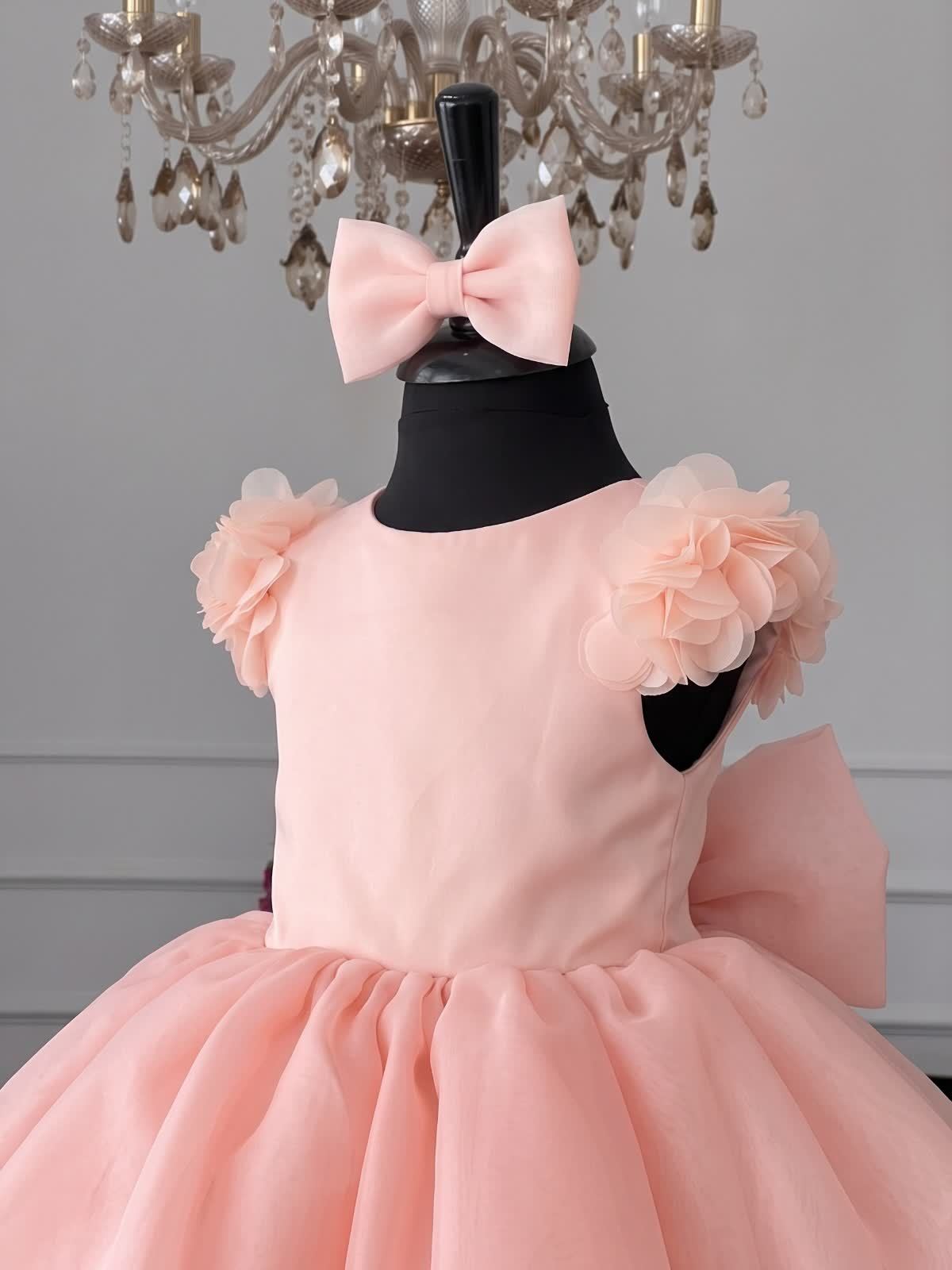 Organza Rosette Short Sleeve Midi Dresses - image 9