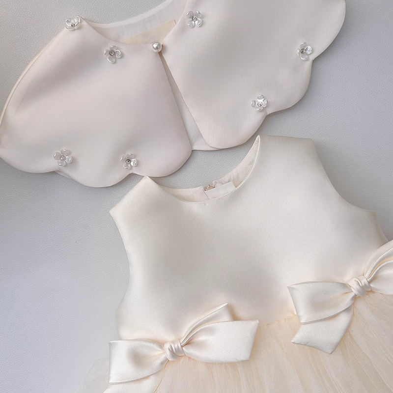 Satin Folds Bow Imitation Pearls Sleeveless Regular Dresses - image 17