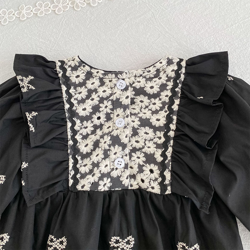 Cotton Bow Floral-embroidered Long Sleeve Regular Dresses&Bodysuit - image 20