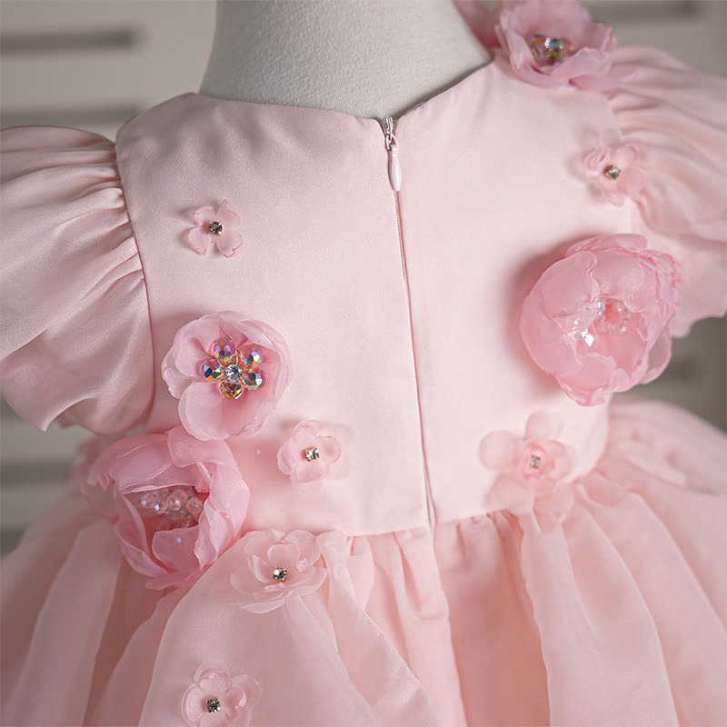 Organza Rosette Short Sleeve Mid-long Dresses - image 7