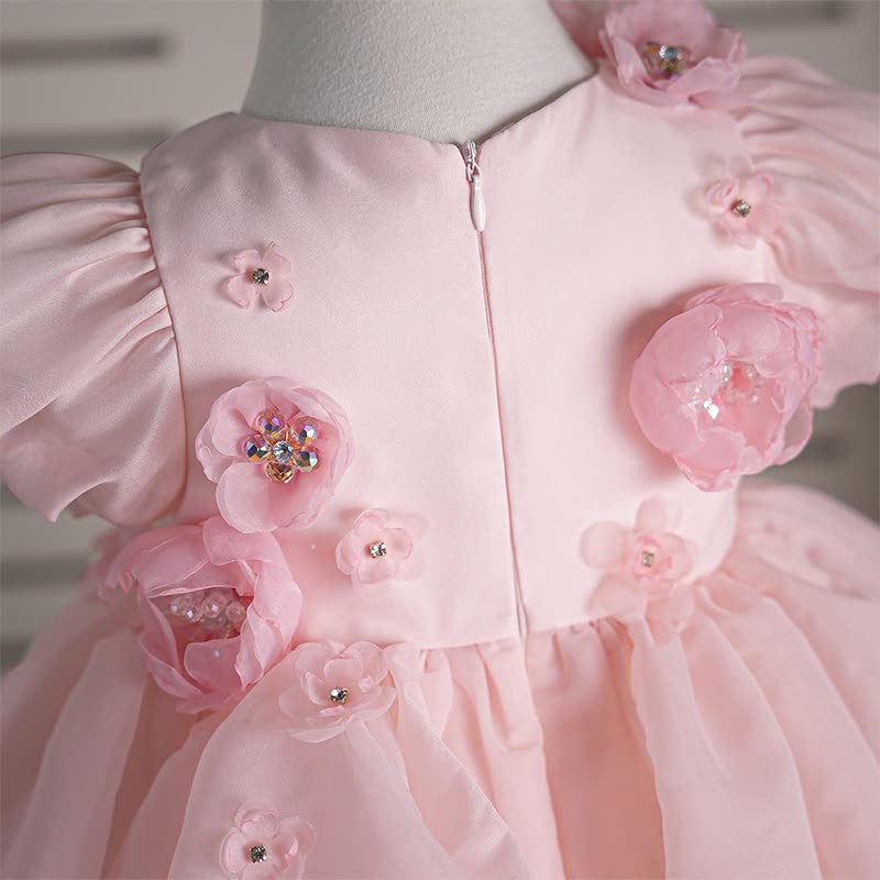 Organza Rosette Short Sleeve Mid-long Dresses - image 7