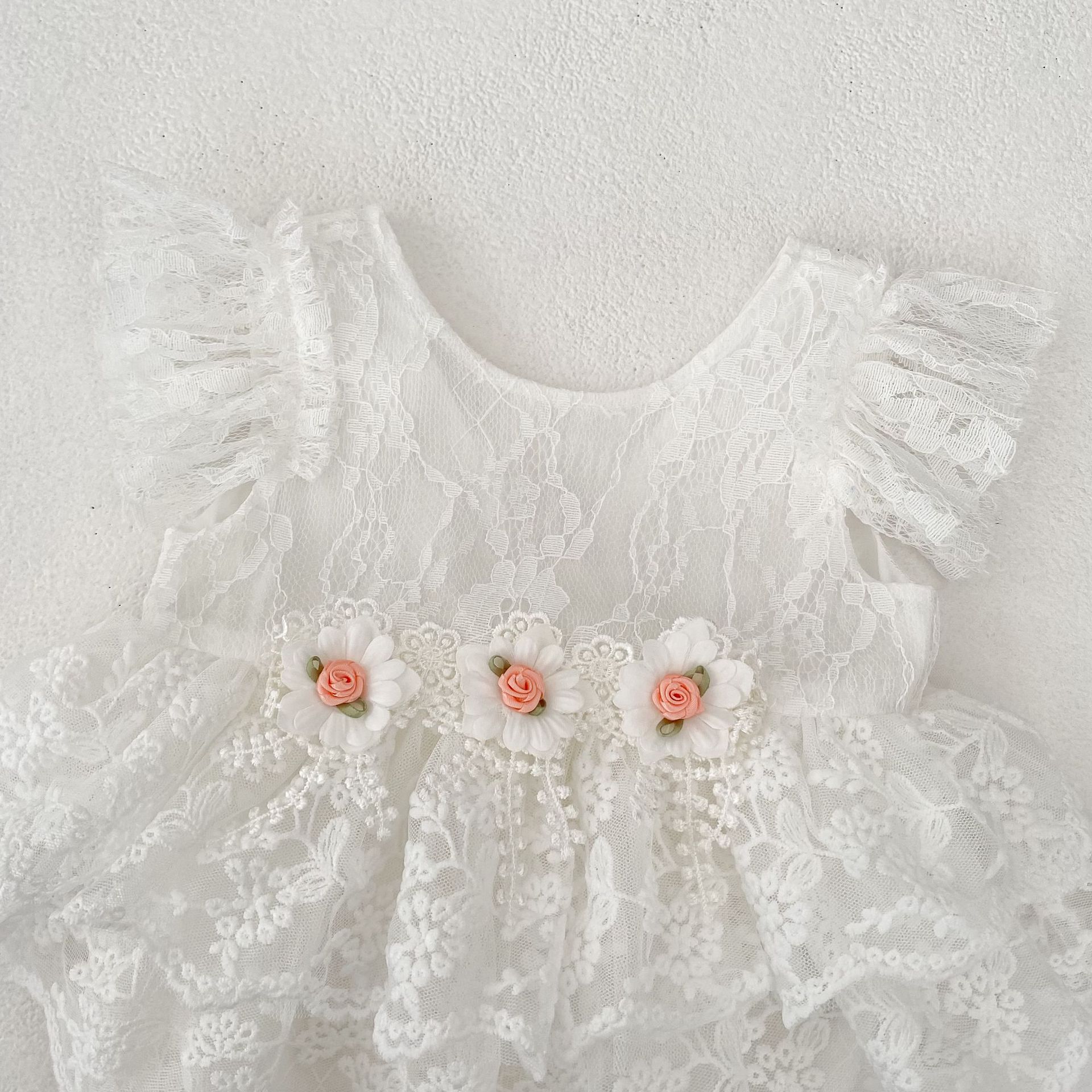Lace Rosette Cap Sleeve Shorts Bodysuit - image 11