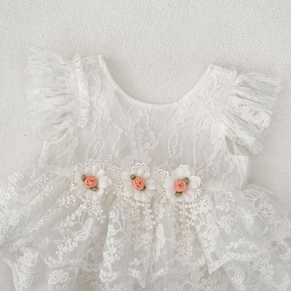 Lace Rosette Cap Sleeve Shorts Bodysuit - image 11