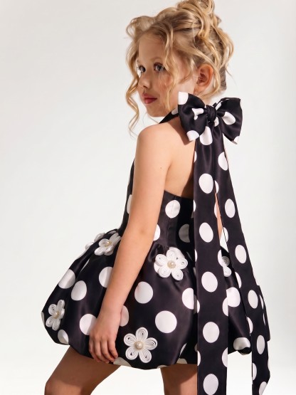 Satin Bow Sleeveless Short Dresse Without Hat  - image 12