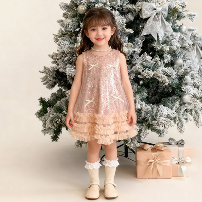 [Archive Sale] Sequins Bow Folds Sequins Sleeveless Mid-long Dresses - image 6