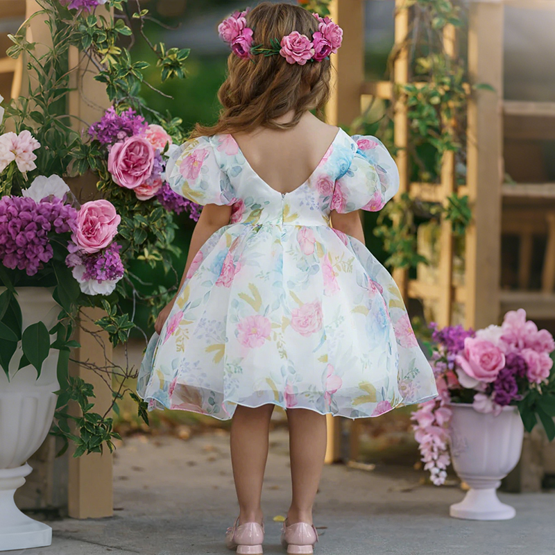 Organza Bow Printing Short Sleeve Midi Dresses - image 4