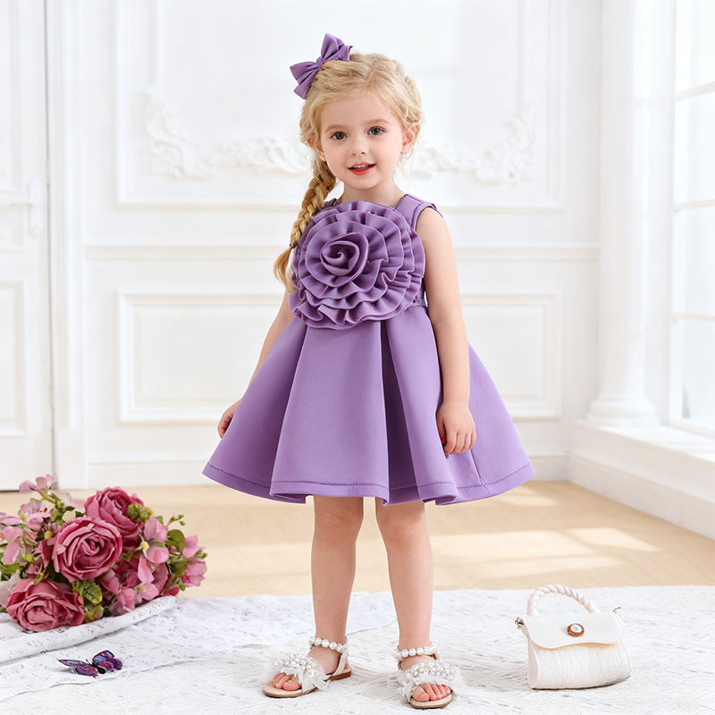 Scuba Knit Rosette Sleeveless Regular Dresses - image 23