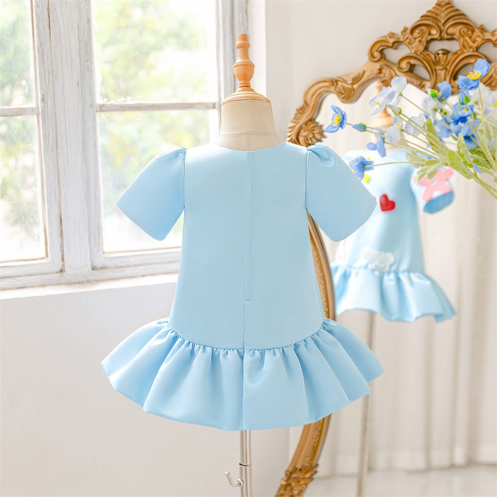 Satin Applique Short Sleeve Midi Dresses - image 9