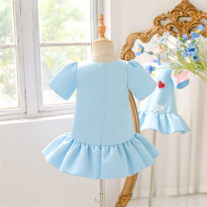 Satin Applique Short Sleeve Midi Dresses - image 9