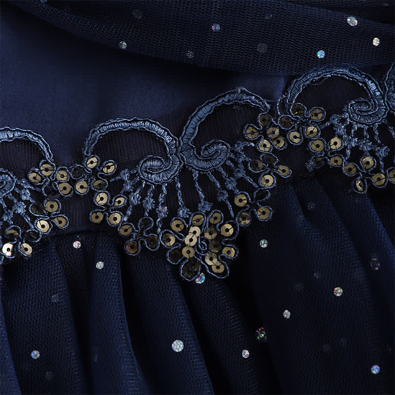 Mesh Lace Glitter Short Sleeve Mid-long Dresses - image 38