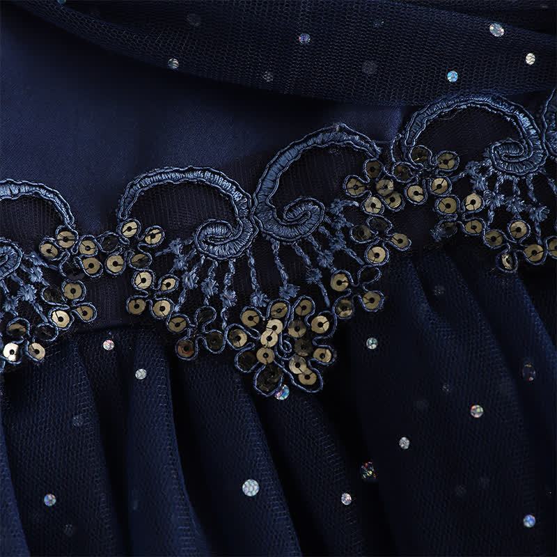 Mesh Lace Glitter Short Sleeve Mid-long Dresses - image 38