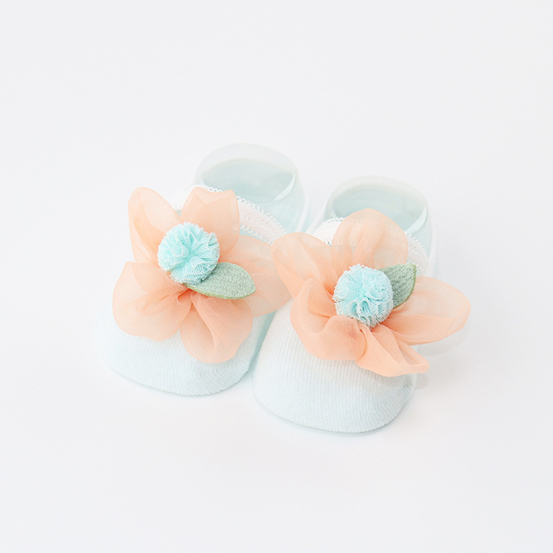 100% Cotton Solid Rosette Socks - Green - 6-12M - image 4