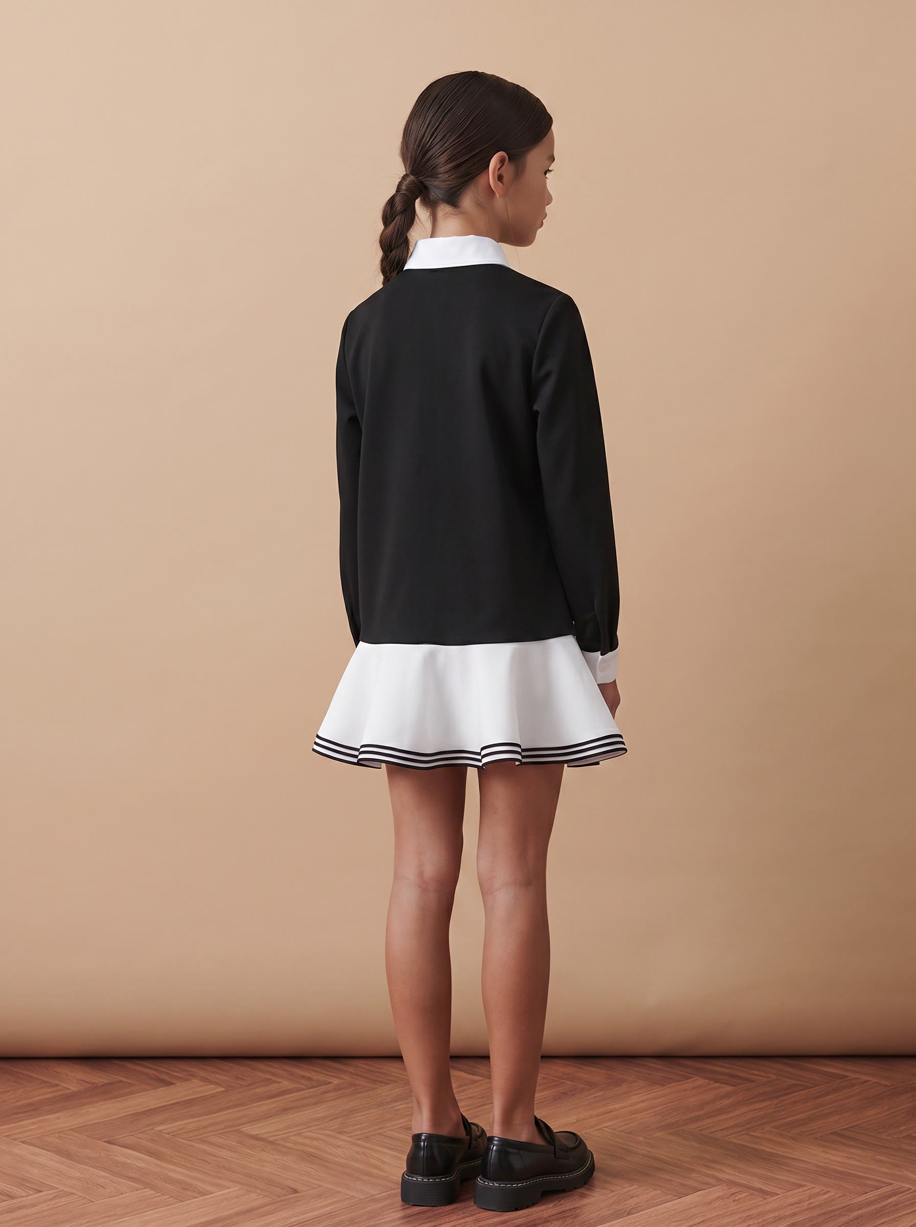 Chemical Fiber Blend Tie Long Sleeve Short Dresses - image 5