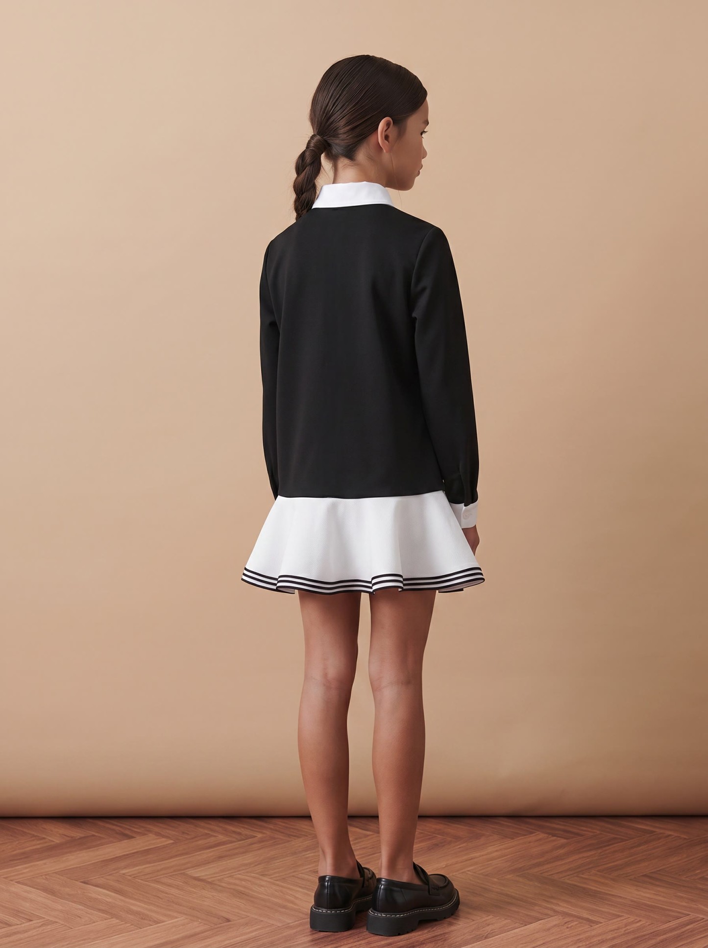 Chemical Fiber Blend Tie Long Sleeve Short Dresses - image 5