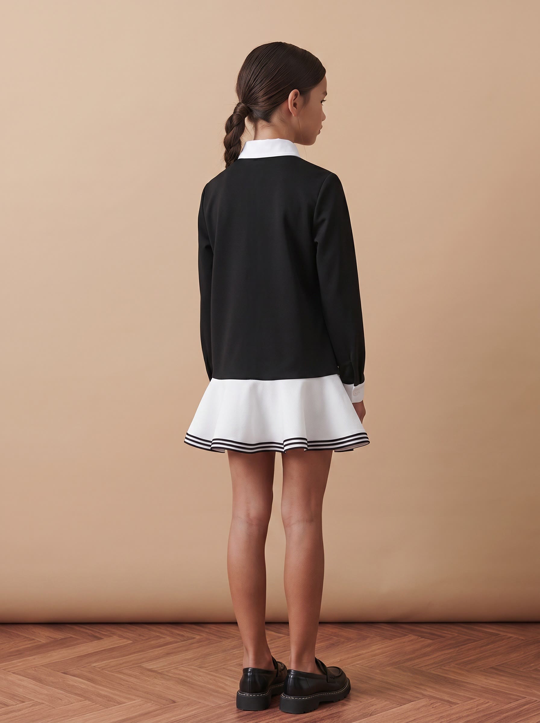 Chemical Fiber Blend Tie Long Sleeve Short Dresses - image 5