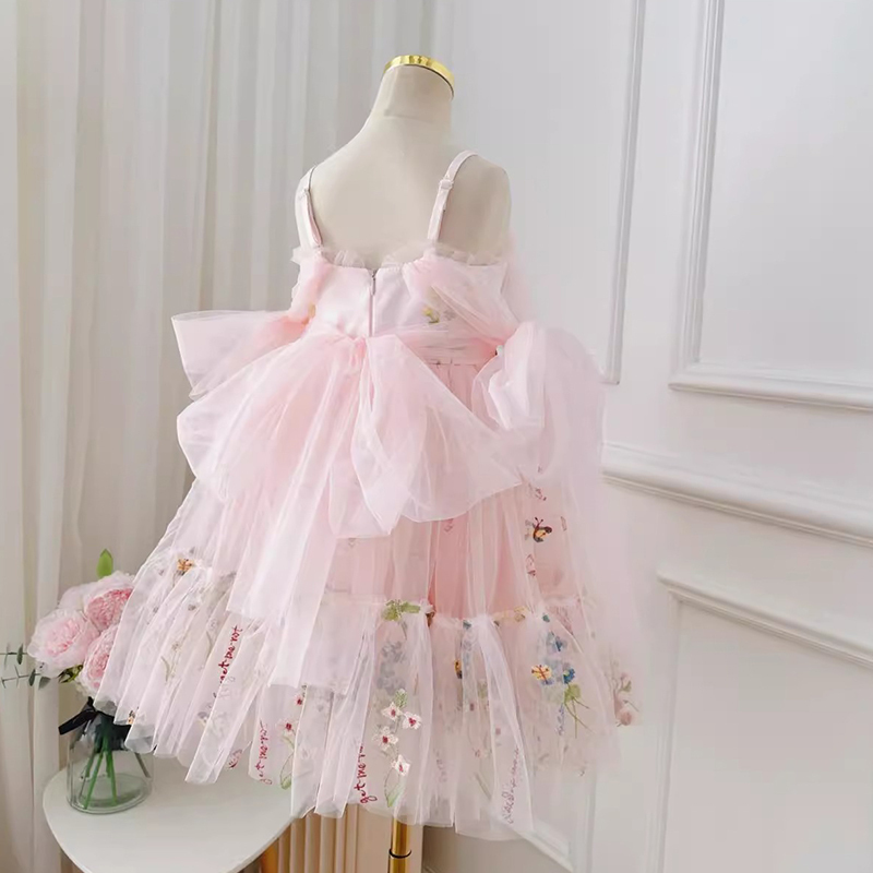 Mesh Floral-embroidered Sleeveless Mid-long Dresses - image 22