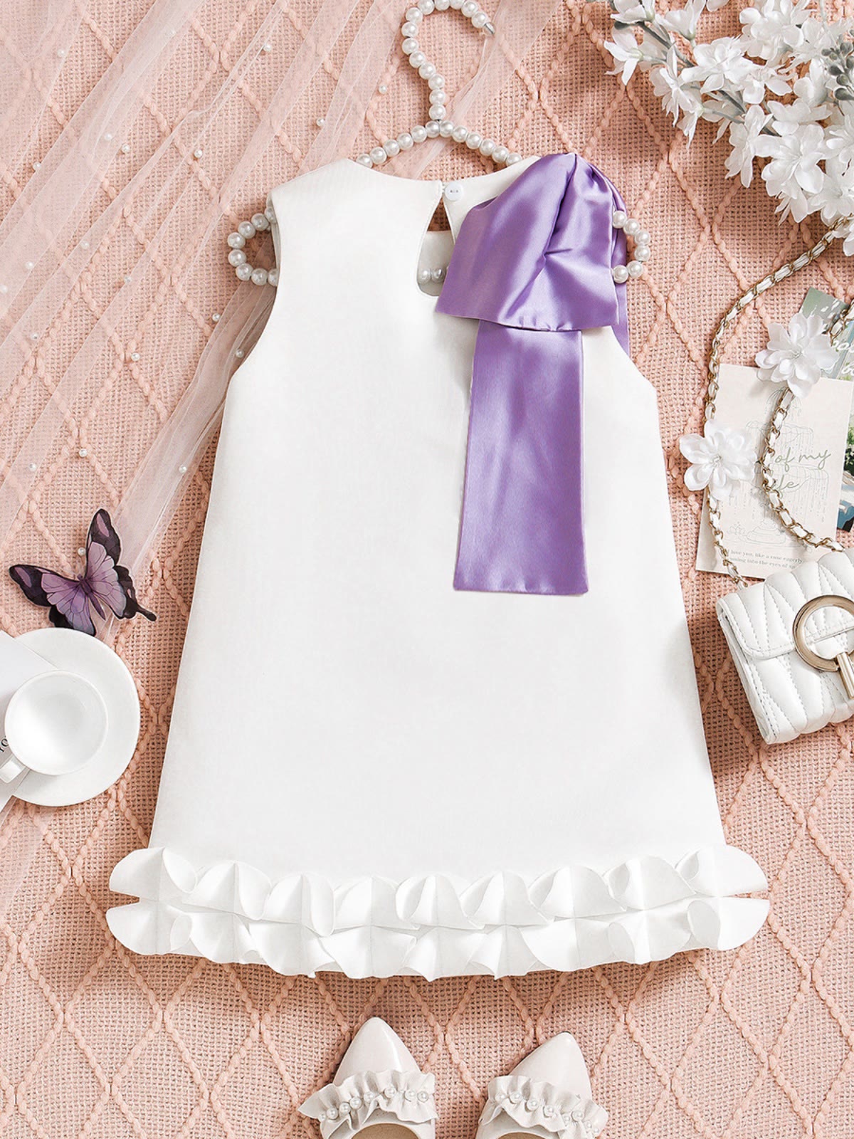 SCUBA KNIT Bow Sleeveless Midi Dresses - image 5