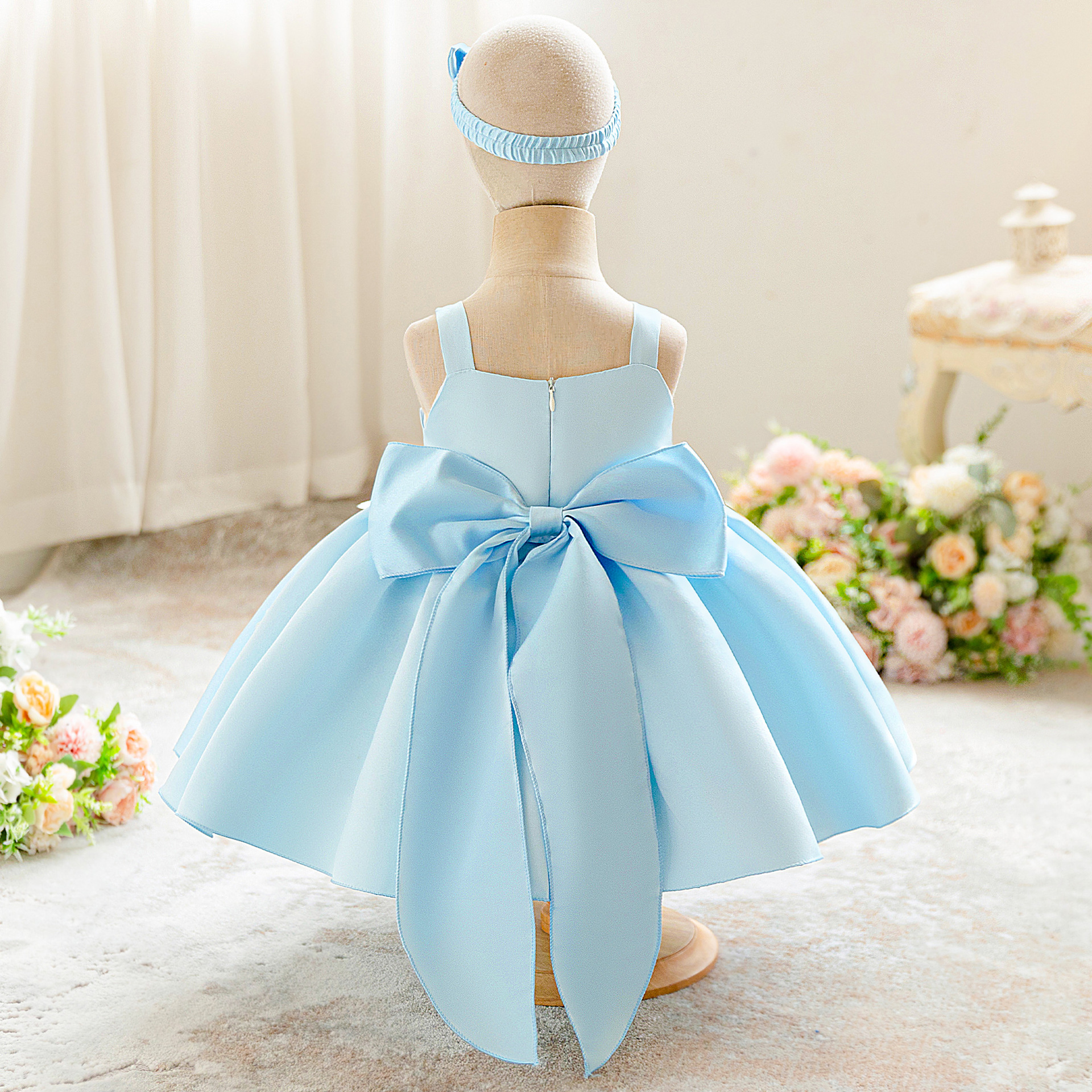 Satin Bow Sleeveless Midi Dresses - image 3